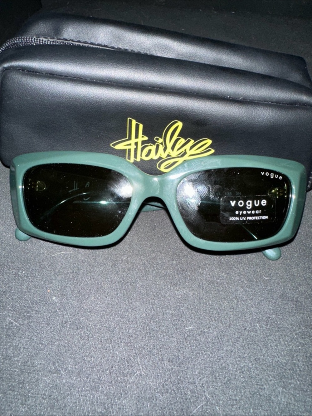 Vogue Matte Dark Green Rectangular Sunglasses